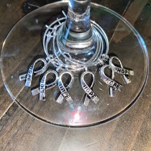 Hope cancer ribbon theme wine jewelry (6 piece set; 4 sets available)